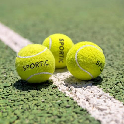 SPORTIC Tennis Balls, Duty Felt Pressurized Tennis Ball with Mesh Bag for 12PC or 36PC -High Bounce Training Exercise Tennis Balls for Beginners & Pet Dog Playing Balls, 3/4/12/36 PCS - style: 12pc fbm