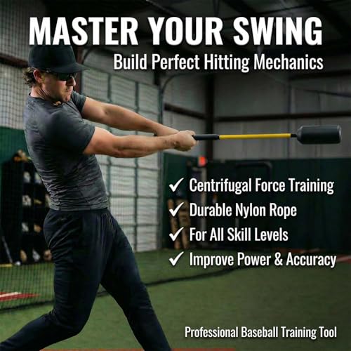 Baseball Swing Trainer Bat with 12 Soft Practice Balls & Carry Bag - Kinetic Chain Hitting Mechanics Tool with Adjustable Grip, Nylon Rope Centrifugal Force Corrector for All Skill Levels
