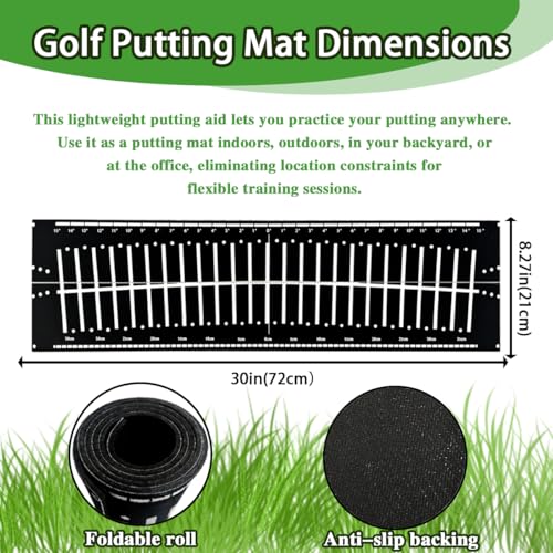 Golf Putting Mat,Putting Matt for Indoors Golf Putting Practice,Perfect Golf Alignment Track Putting Aid for Putter Training,Golf Putting Mat Practice in Office,Patio,Home and Yard