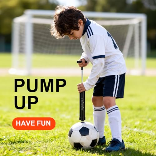 10 Inch Ball Pump Kit, Basketball Pump, Portable Air Pump with 5 Needles, 1 Nozzle & Extension Hose for Soccer Football Volleyball Water Polo Rugby Exercise Sports Ball