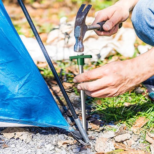 Eurmax USA 10-Pack Secure Protection Galvanized Tent Stakes,Rust-Proof Steel Canopy Anchors for High Winds,Heavy Duty Commercial Ground Pegs for Camping,Pop Up Tents&Gazebos - Includes 4x10ft Ropes - color: Green, style: Stakes 10-pack