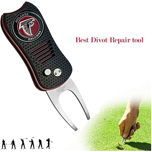 Switchblade Divot Repair Tool with Logo Printed Removable Magnetic Ball Marker-Best Divot Fixer - style: Atlanta Falcons