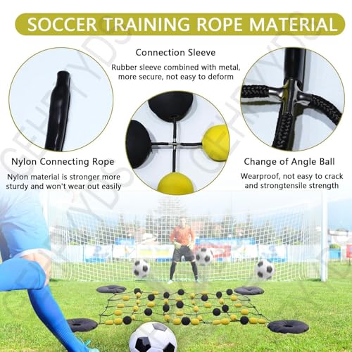 6.5 * 5.2/9.2ft Ball Deflector,Floor Matrix Ball Deflector, Goalkeeper Training Equipment + 4 Water Bags, Unpredictable Reflex Training for Reflexes and Agility 2 * 1.6m(6.5 * 5.2ft)
