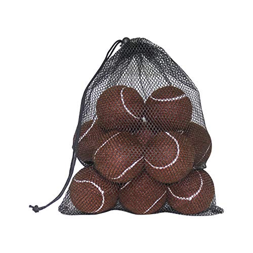 URBEST Tennis Ball 12 Packs Training Tennis Balls Practice Balls for Novice Player, Pet Dog Playing Balls with Mesh Carry Bag - color: Brown