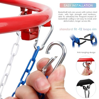 Basketball Net All Weather Anti Whip,Heavy Duty Replacement Basketball net Indoor Outdoor Standard 12 Loops Basketball Hoop