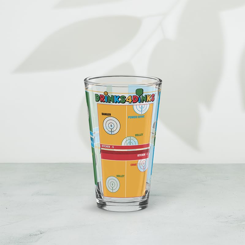 Drinks4Dinks Pint Glass Pickleball Game - Gifts for Pickleball Players Drinking Game with A Pickleball Twist and Beer Cups 2 Pack