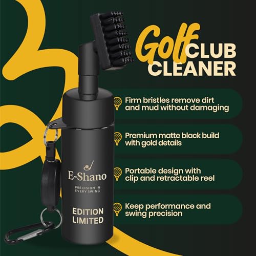 Golf Club Cleaner Brush with Water Spray System 2- in- 1 Cleaner, Ultra Strong Magnetic Clip, Advanced Leak-Proof Spray System for Irons Wedges & Golf Balls
