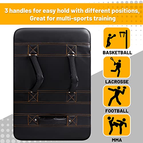 Dunzy Sports Blocking Pads 24 x 16 Inch Training Kick Pad Standard Basketball Contact Pad with Handles for Soccer Football Hockey Martial Arts MMA Karate Kickboxing Lacrosse Practice, Black
