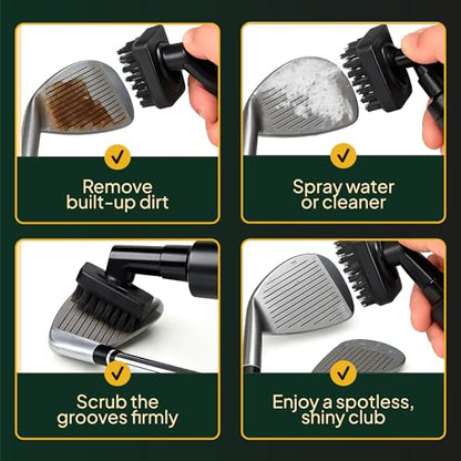 Golf Club Cleaner Brush with Water Spray System 2- in- 1 Cleaner, Ultra Strong Magnetic Clip, Advanced Leak-Proof Spray System for Irons Wedges & Golf Balls