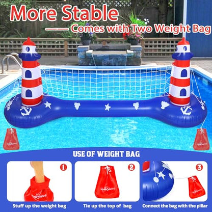 EagleStone Pool Volleyball Net &Basketball Hoop Inflatable Pool Floats Toys Swimming Water Games for Adults and Kids 8-12 Teens Volleyball Court Poolside Floaties - color: Blue