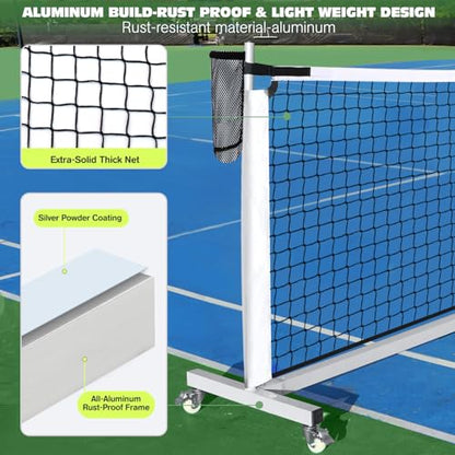 Pro Pickleball Net Portable with Wheels – 22ft Heavy Duty Pickleball Net System with Sturdy Aluminum Frame for Outdoor & Indoor – Nylon Net & Carrying Bag for Pickleball, Tennis, Badminton - style: Movable-Portable