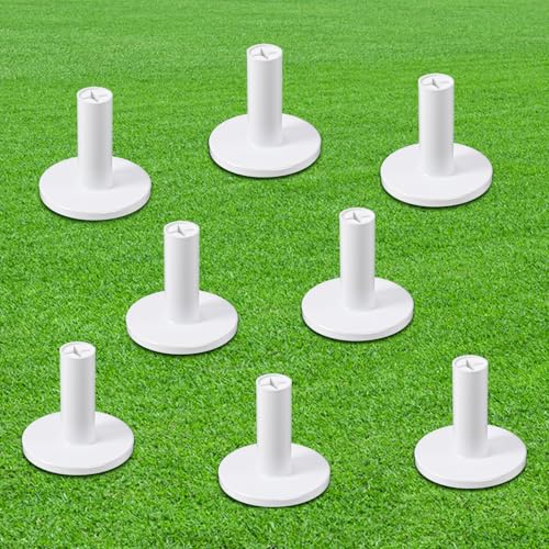 Xinjoduz 8PCS Rubber Simulator Golf Mat Tees 1.5 Inch High Driving Range Golfs Simulator Tee Holder, Unbreakable Indoor & Outdoor Golf Hitting Off Mats Practice Accessories(White)