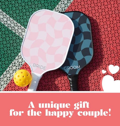 A Perfect Match Pickleball Paddle Set Engagement Gifts for Couples I I His and Hers Gifts I Includes 2 Pickleball Paddles, Carrying Bag and 2 Pickleballs - style: Bride and Groom