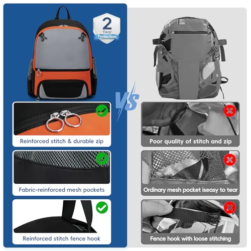 KAVIGOR 2026 Youth Baseball & Softball Bag | Ultra-Light Tball Backpack with Shoe Compartment & Helmet Holder | Skin-Soft Fabric - color: Space Black