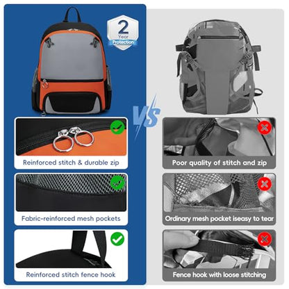 KAVIGOR 2026 Youth Baseball & Softball Bag | Ultra-Light Tball Backpack with Shoe Compartment & Helmet Holder | Skin-Soft Fabric - color: Space Black