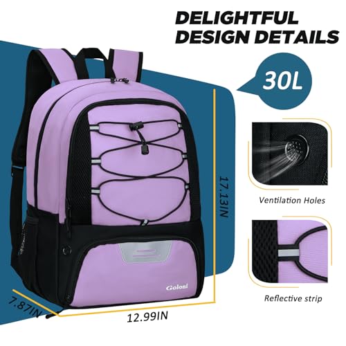 Goloni Soccer Bag, Basketball Bag with Ball Compartment & Shoe Compartment,Large Soccer Backpack for Basketball,Gym，Football - color: Light Purple