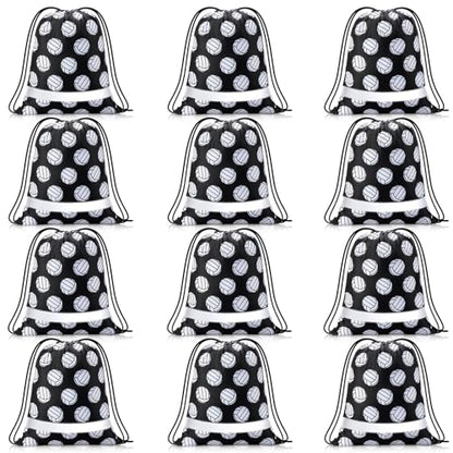 Saintrygo 12 Pcs String Bags Drawstring Back Sack with Reflective Stripe String Bags for Yoga Dance Swimming (Volleyball) - style: Volleyball