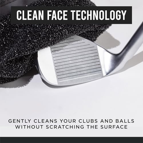 Club Scrub Golf Club and Golf Ball Cleaning Bag, Waterproof Clean Face Technology Liner, Detachable Clip, Machine Washable, Cleans Club Grooves, Dry Exterior (Neoprene or Microfiber Option Available) - color: Black, style: Neoprene
