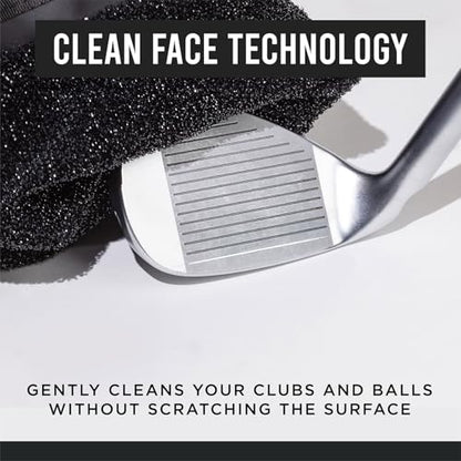 Club Scrub Golf Club and Golf Ball Cleaning Bag, Waterproof Clean Face Technology Liner, Detachable Clip, Machine Washable, Cleans Club Grooves, Dry Exterior (Neoprene or Microfiber Option Available) - color: Black, style: Neoprene