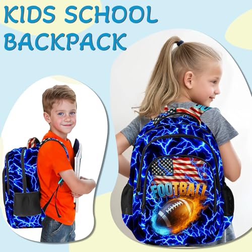 Football Backpack for Kids,School Bookbag Large Capacity Adjustable Bookbag Durable Lighting Multi Pockets School Bag Daypack Travel (Football) - color: Football