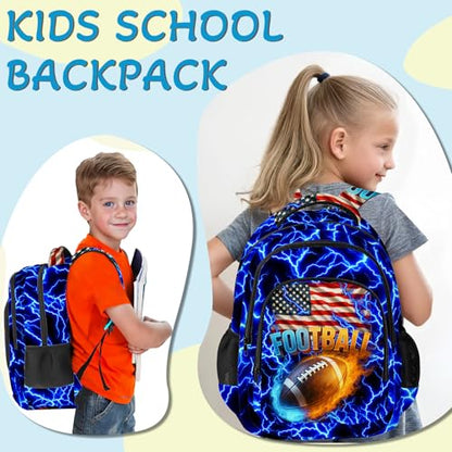 Football Backpack for Kids,School Bookbag Large Capacity Adjustable Bookbag Durable Lighting Multi Pockets School Bag Daypack Travel (Football) - color: Football