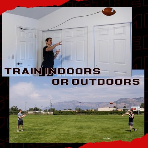 Official Size Football - Pass Back Trainer - Practice Throwing & Catching Indoors/Outdoors - Football Gear