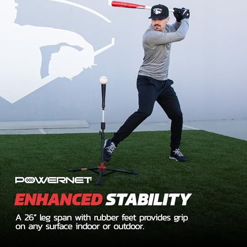 PowerNet Corbin Carroll Baseball Softball Deluxe (2.5 lbs) Batting Tee + Bucket Caddy Lifter Bundle, Training and Drills, Adjustable Height Tee 27.5" - 44", Lifter Holds All Standard Buckets