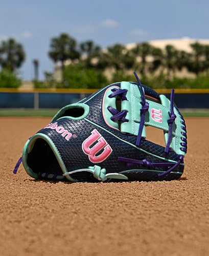 Wilson Fall 2025 A2K® Baseball Gloves - color: Navy/Seafoam/Pink, size: Infield - 11.5"