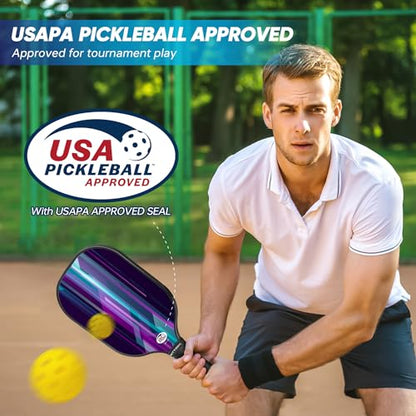 Pickleball Paddles Set of 4 - USAPA Approved Fiberglass Pickleball Set with Pickleball Rackets for Adults, Anti-Slip Sweat-Absorbing Grip, 4 Pickleball, Portable Carry Bag, Pickle Ball for Beginners