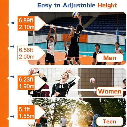 Volleyball/Badminton Posts with Net, Badminton Net Frame with Wheels and Stable Base, Sturdy Base for Indoor/Outdoor Use, Adults, Children
