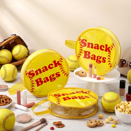 Reginary 12 Pcs Softball Snack Bags for Team Gifts Softball Goodie Clear Treat Candy Pouch Bags PVC Waterproof with Zipper Party Favors for Team Birthday Gifts Sport Supplies - style: Softball Snack Bag