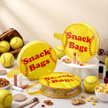 Reginary 12 Pcs Softball Snack Bags for Team Gifts Softball Goodie Clear Treat Candy Pouch Bags PVC Waterproof with Zipper Party Favors for Team Birthday Gifts Sport Supplies - style: Softball Snack Bag