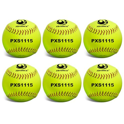 PHINIX Slow-Pitch Softballs Cork Core 11" & 12" Options Great for Practice + Training - size: 11 Inch, style: Box of 6