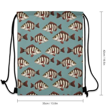 Gym Drawstring Bag Sports Sackpack Waterproof String Backpack with Shoe Compartment for Hiking Swimming Training, Fishing Fish Bass Smallmouth Lake Blue Great Lakes Bags - color: Picture (364)