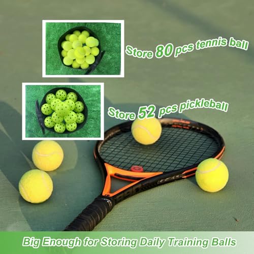 Portable Tennis Ball Storage Bag, Big Pickleball Basket with Shoulder Strap for Carrying, High Capacity Storage for Baseball, Golf, Table Tennis,Hockey Puck and Other Training Balls