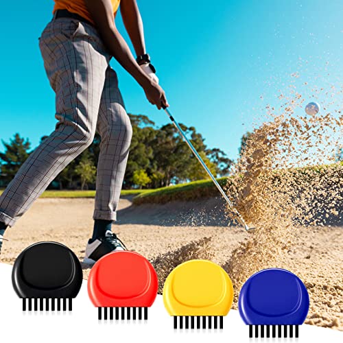 Nuanchu Pocket Golf Brushes - Mini Golf Club Groove Cleaner for Heads, Balls and Shoes - Black, Red, Blue, Yellow