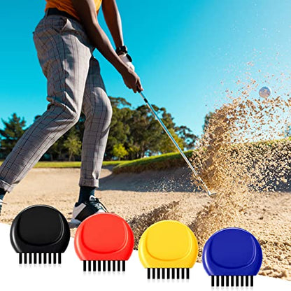 Nuanchu Pocket Golf Brushes - Mini Golf Club Groove Cleaner for Heads, Balls and Shoes - Black, Red, Blue, Yellow