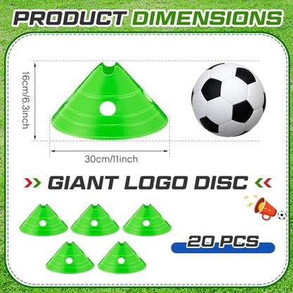 Jumbo Disc Cones Jumbo Soccer Cones with Mesh Bag Giant Large Agility for Soccer Training Adult Sports - color: Green