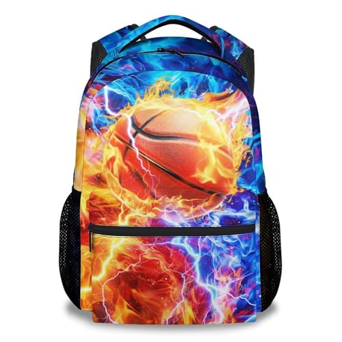 Basketball Bookbag for Boys - School Backpack for Kids Teens Elementary Middle School 17 Inch - color: Red