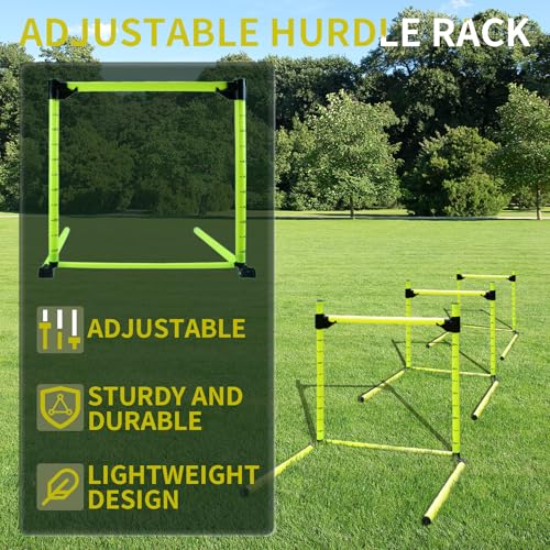 Adjustable Hurdles with Carring Bags, Detachable Agility Training Equipment with Scale, Football Practice Hurdle, Indoor & Outdoor Jumping Speed Hurdles for Athletes, Soccer, Basketball