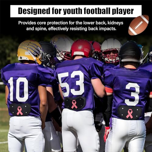 Civaner Football Back Plate Sport Lower Back Pads for Football Players Rear Protector for Youth - style: Pink Ribbon Style