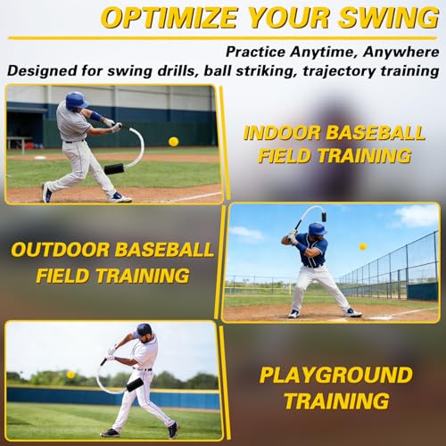Baseball & Softball Swing Trainer Set – Rope Swing Training Bat with 12 Soft Foam Balls for Real-Feel Swing & Hitting Practice, Batting Training Aid for Youth Beginners