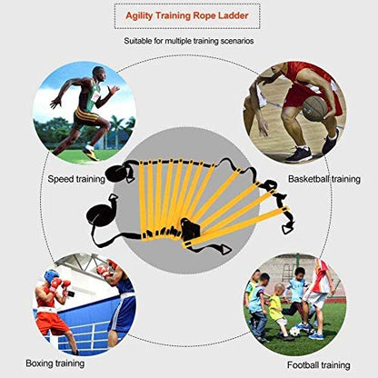 Agility Ladder, Speed Ladder, Speed Training Equipment Set, 20ft Agility Ladder, 12 Soccer Cones, Running Parachute, Basketball Football Soccer Training Equipment for Kids, Youth, Adults