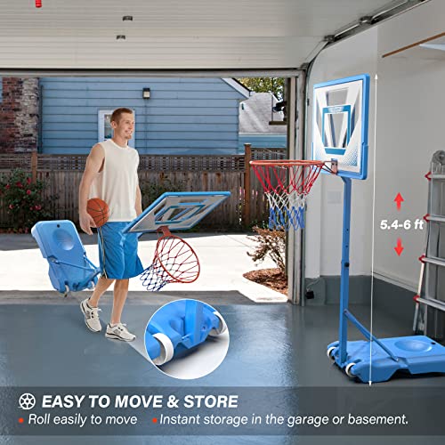 PEXMOR Pool Basketball Hoop & vplleyball Poolside, Portable for Swimming Pool, Upgraded Water Basketball Backboard Stand for Pool Indoor Outdoor - style: Blue