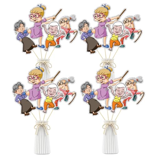 Set of 16 Old Lady Table Centerpiece Sticks,Elder Party Decoration Supplies,Happy Mother’s Day Centerpiece, Mother’ Birthday Party Decor,Grandma Birthday Photo Prop Gifts. - color: Oldl