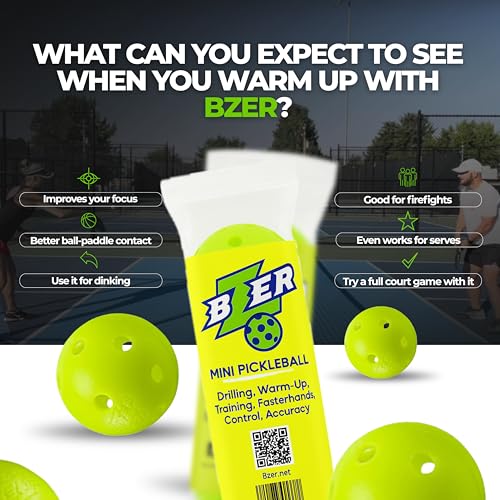 BZER Quiet Pickleball Balls – Mini Pickleballs Silent Rubber Training Ball - Set of 3 for Indoor Outdoor Play, Soft Tiny Practice Trainer, Improve Focus, Boost Control, Training Essentials