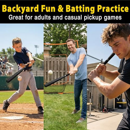 KOTIONOK Aluminum Baseball Bat - 28-30 Inch 35 Oz - Softball, Batting Practice, Pickup Games - Metal Tball Bat - color: Matte Black