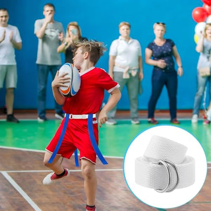 Toulite 12 Pcs Web Football Belts Canvas Belt Long Web Belt Flag Football with Metal for Men Women Kids 1 Inch Wide - color: White
