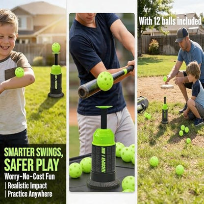 MINI Popper tee,Mini Batting Tee Without a Pitcher for Perfect Swings Baseball Training for Hitting Practicing (Mini Popper Balls 12 Pack Included)