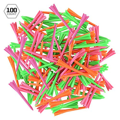 Izzo Plastic Golf Tees (100 Pack) - color: Neon Mix, style: 3.25 Inches